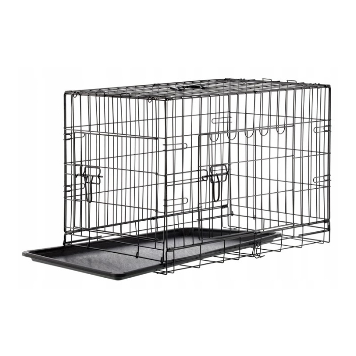 Cusca metalica caine xl pliabila tava detasabila maner, 91x57x63 cm, transport usor, negru [5]