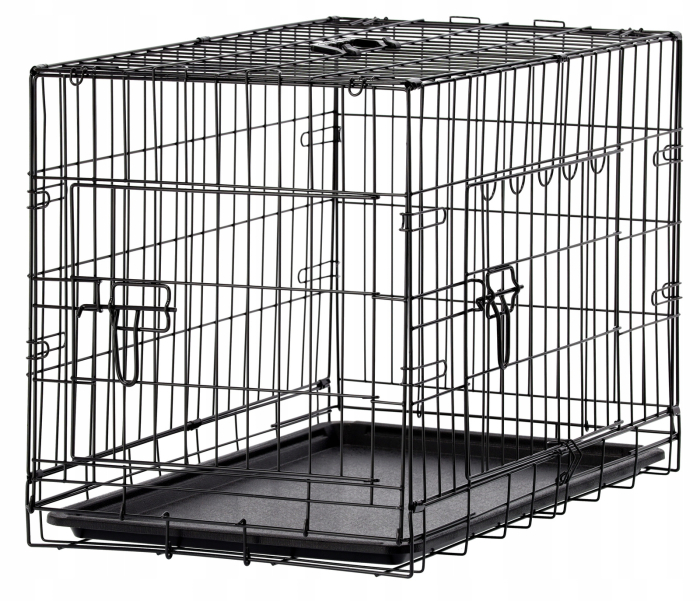 Cusca metalica caine xl pliabila tava detasabila maner, 91x57x63 cm, transport usor, negru [10]
