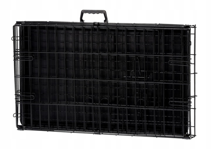 Cusca metalica pliabila animale maner tava detasabila, 107x69x76 cm, transport usor, negru [8]