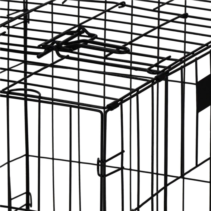 Cusca pentru animale, 2 usi, Pliabila din metal, L, Negru, 59x50x42 cm [6]