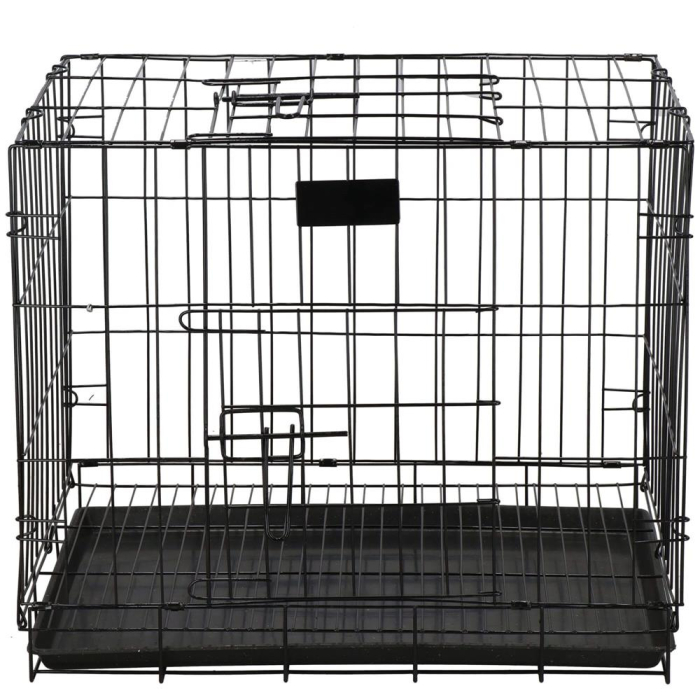 Cusca pentru animale, 2 usi, Pliabila din metal, L, Negru, 59x50x42 cm [9]