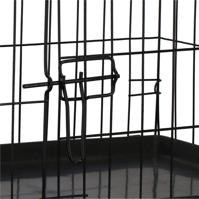 Cusca pentru animale, 2 usi, Pliabila din metal, L, Negru, 59x50x42 cm [8]