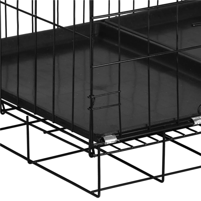 Cusca pentru animale, 2 usi, Pliabila din metal, XL, Negru, 100x70x60 cm [6]