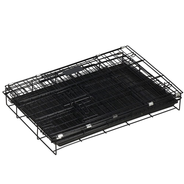 Cusca animale 2 usi pliabila metal tava detasabila xl, 93x67x56 cm, transport usor, negru [17]