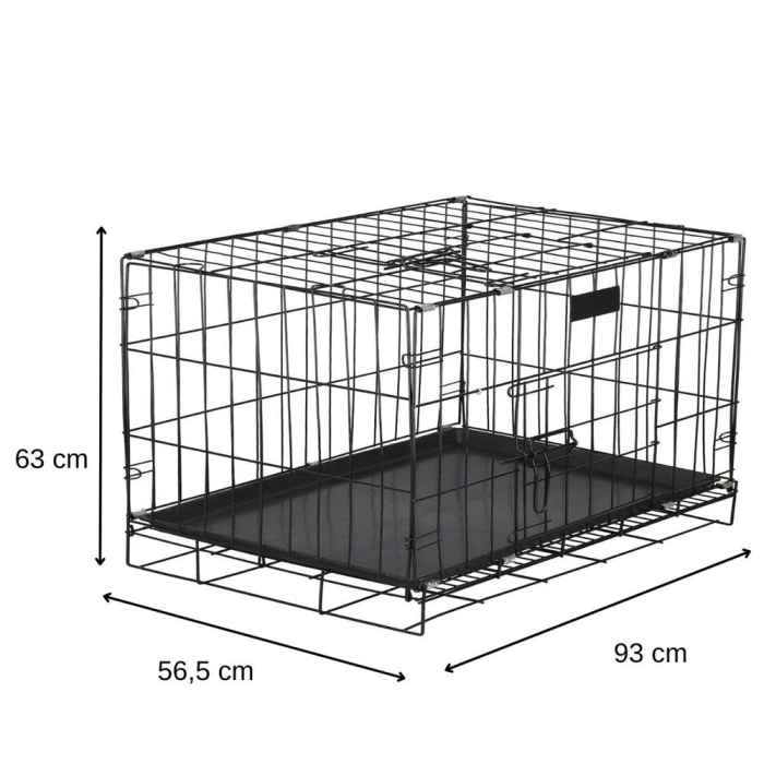 Cusca animale 2 usi pliabila metal tava detasabila xl, 93x67x56 cm, transport usor, negru [18]
