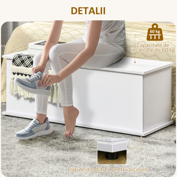  Cutie de Depozitare din Lemn, Moderna si Multifunctionala, pentru Camera, Intrare, Alb [6]