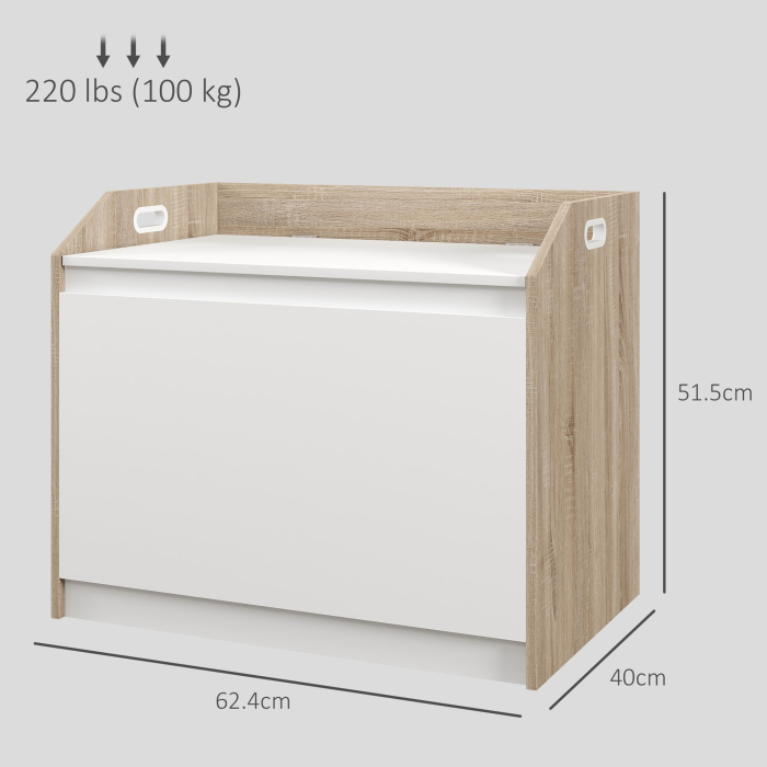  Cutie de Depozitare Moderna cu Lift Top si Spatiu Ascuns pentru Intrare, Living, Camera de Joaca, 62.4x40x51.5 cm, Alb [3]