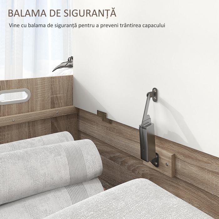  Cutie de Depozitare Moderna cu Lift Top si Spatiu Ascuns pentru Intrare, Living, Camera de Joaca, 62.4x40x51.5 cm, Alb [6]