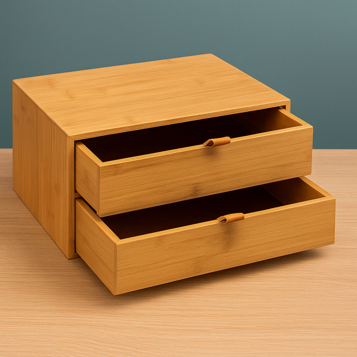 Cutie depozitare 5Five cu 2 sertare, bambus, 25x20x14 cm, natur [6]