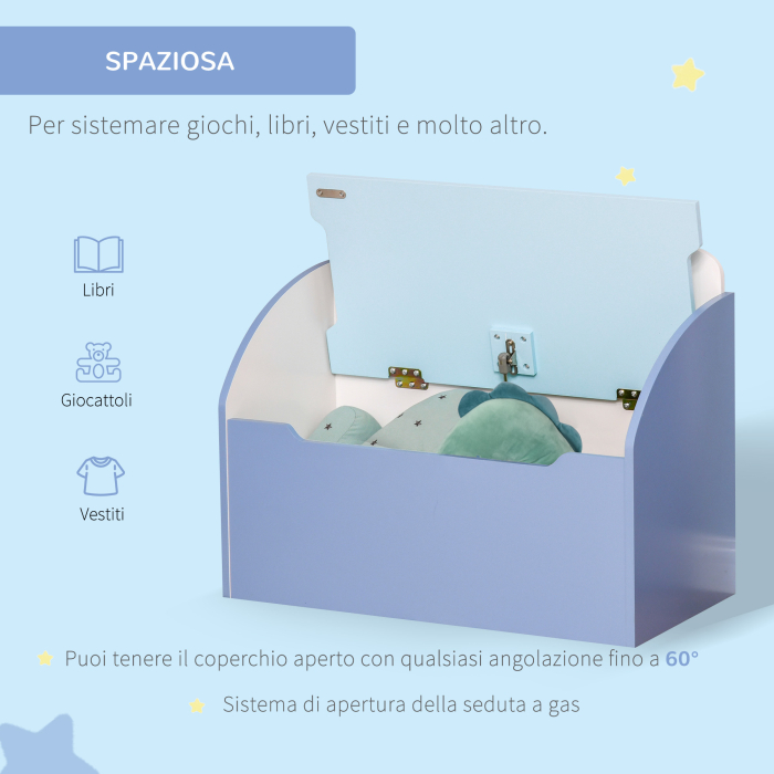  Cutie Depozitare Jucarii + Banca Albastru pentru Copii [5]