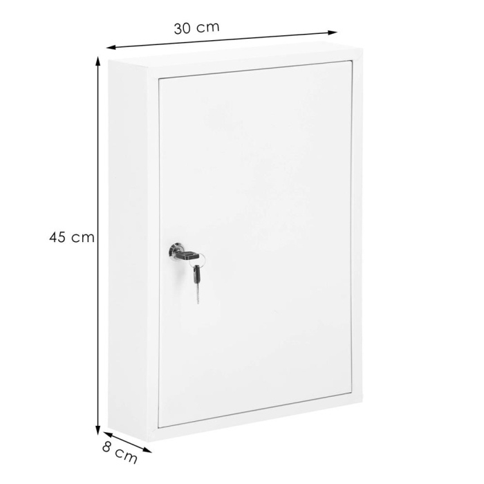 Cutie metalica din otel pentru 64 chei, echipata, 45x30x8cm, alba [16]
