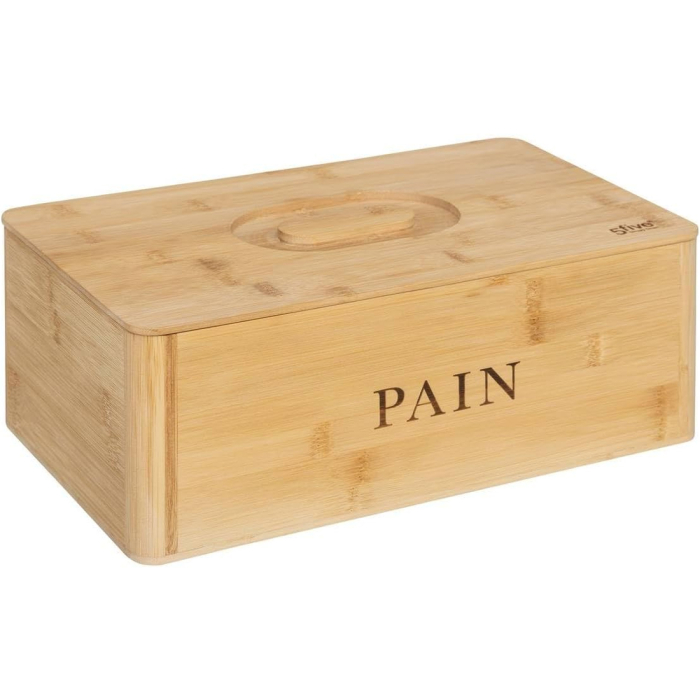 Cutie paine bambus 5Five cu design natural si capac rabatabil, 33x13x20 cm, maro natur [1]