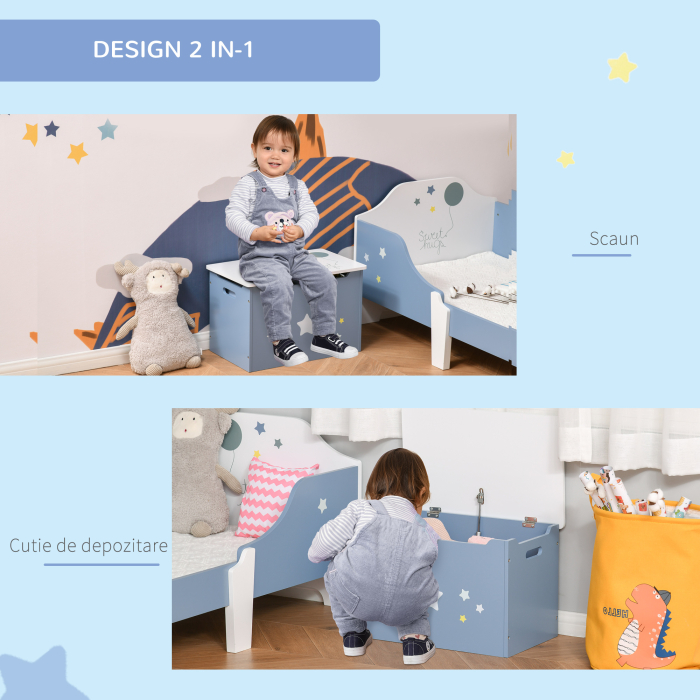  Cutie pentru Jucarii - Lemn Alb & Albastru, Camera Copii [6]