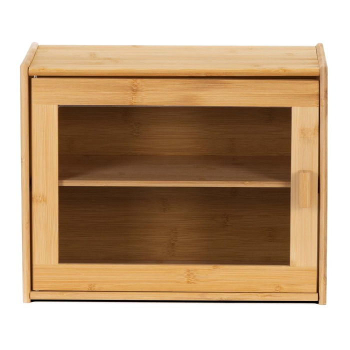 Cutie pentru paine din bambus cu fereastra transparenta, inchidere magnetica, 39x20x31 cm, bambus natural [2]