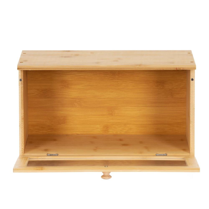 Cutie pentru paine din bambus cu fereastra transparenta, inchidere magnetica, 40x20x23 cm, bambus natural [9]