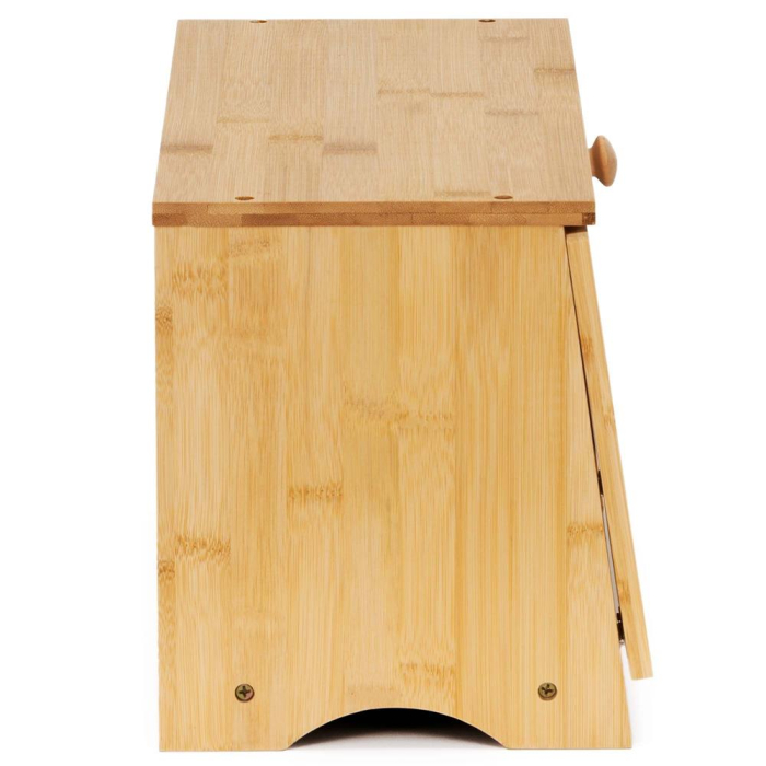 Cutie pentru paine din bambus cu fereastra transparenta, inchidere magnetica, 40x20x23 cm, bambus natural [12]