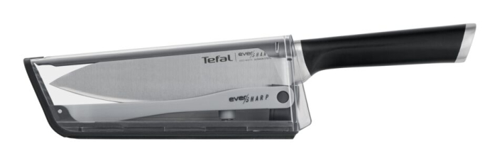 Cutitul bucatarului cu suport de ascutire Tefal Ever Sharp K2569004, 16.5 cm, suport cu tehnologie Dual Pivot, sistem de blocare, otel german [2]