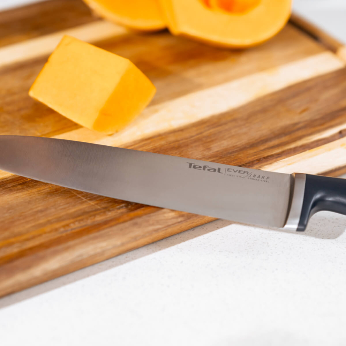 Cutitul bucatarului & suport Tefal EverSharp Pro K297S244, inox german, maner ergonomic, sistem de ascutire integrat, negru & argintiu [9]