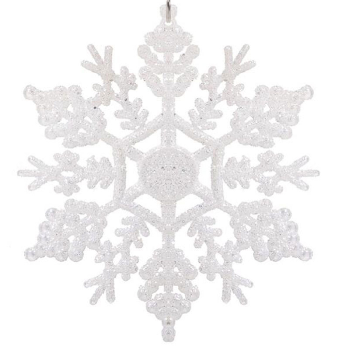 Decoratiune brad fulg de zapada, 13cm, alb cu sclipici [1]