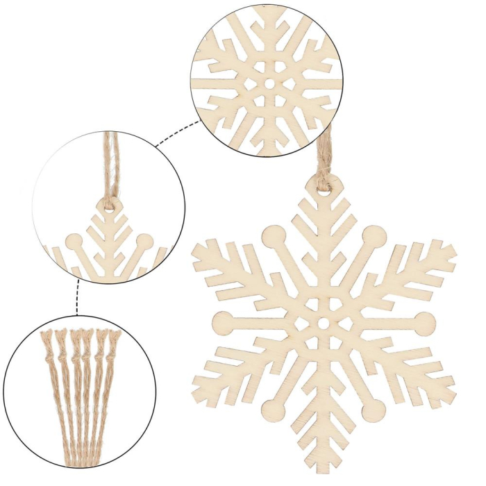 Decoratiune brad fulg de zapada din lemn, set 6 bucati, maro [5]