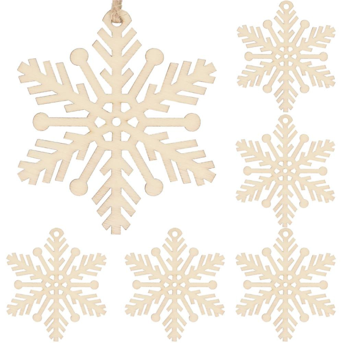 Decoratiune brad fulg de zapada din lemn, set 6 bucati, maro [2]