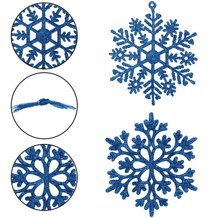 Decoratiune brad fulg de zapada, set 12 bucati, 10cm, albastru [12]