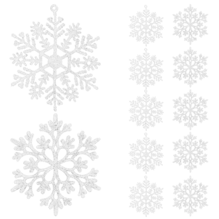 Decoratiune brad fulg de zapada, set 12 bucati, 9-10cm, alb [2]