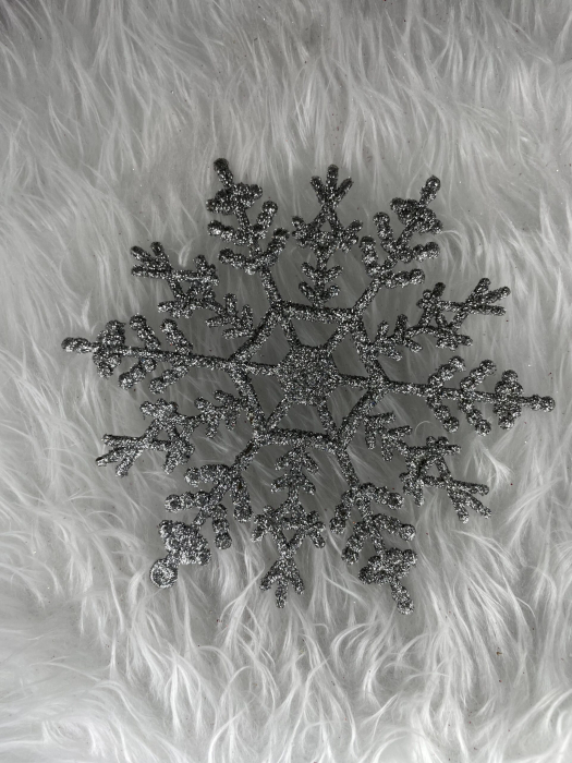 Decoratiune brad fulg de zapada, set 3 bucati, 12cm, argintiu [12]