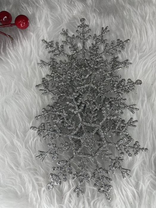 Decoratiune brad fulg de zapada, set 3 bucati, 12cm, argintiu [11]