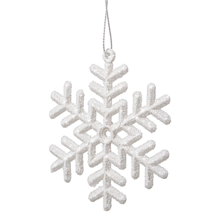 Decoratiune brad fulg de zapada, set 3 bucati, 8cm, alb [4]