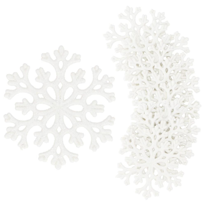 Decoratiune brad fulg de zapada, set 8 bucati, 8cm, alb [11]