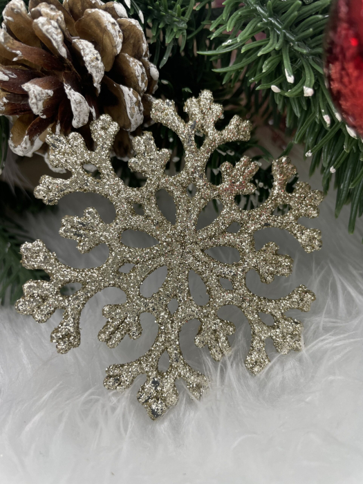 Decoratiune brad fulg de zapada, set 8 bucati, 8cm, auriu [18]