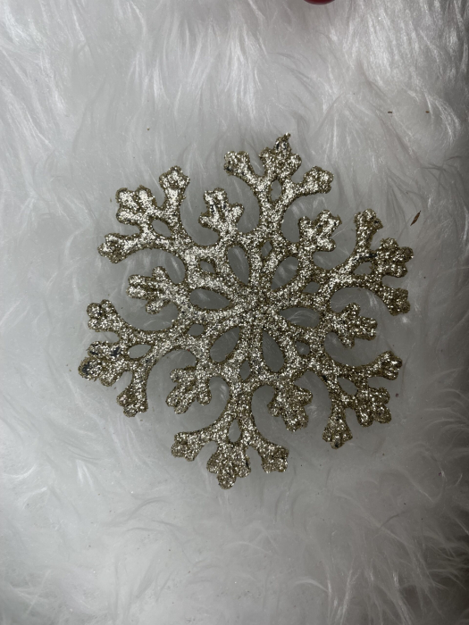 Decoratiune brad fulg de zapada, set 8 bucati, 8cm, auriu [13]