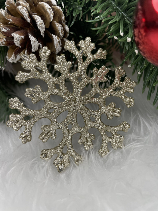 Decoratiune brad fulg de zapada, set 8 bucati, 8cm, auriu [19]