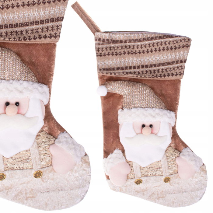 Decoratiune Craciun, soseta pentru cadouri cu Mos Craciun 45cm, maro [4]