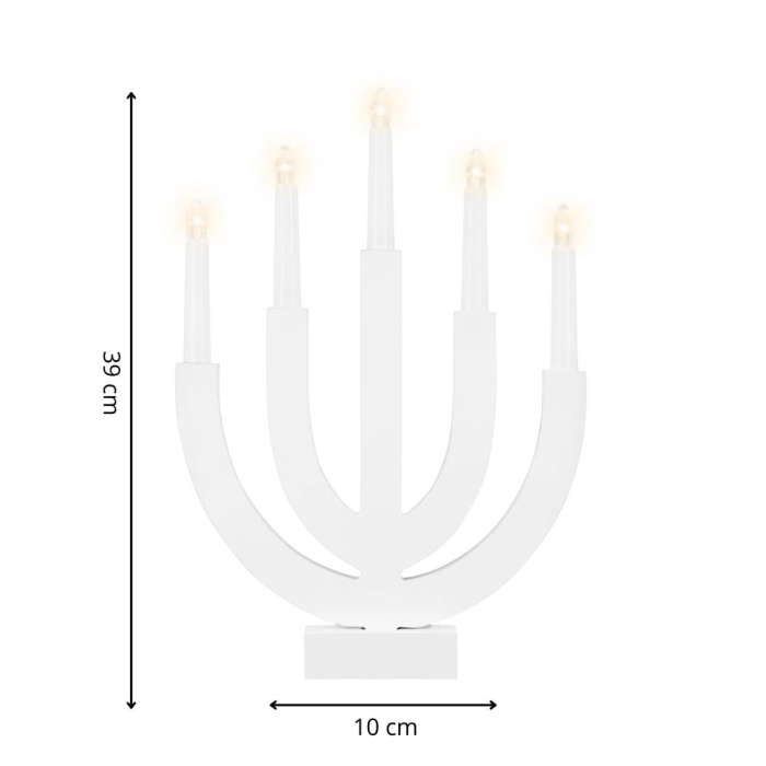 Decoratiune luminoasa tip sfesnic, din lemn, 39 cm, lumina calda, alimentare cu baterii, alb [15]