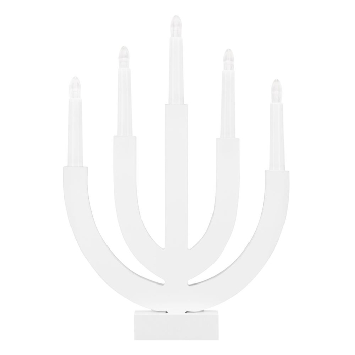 Decoratiune luminoasa tip sfesnic, din lemn, 39 cm, lumina calda, alimentare cu baterii, alb [9]