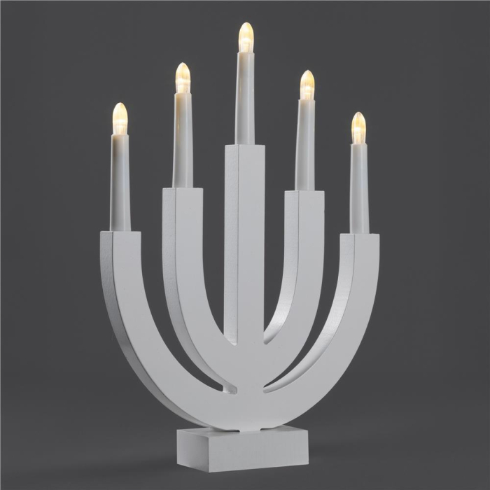 Decoratiune luminoasa tip sfesnic, din lemn, 39 cm, lumina calda, alimentare cu baterii, alb [11]