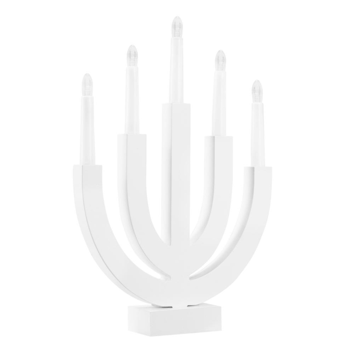 Decoratiune luminoasa tip sfesnic, din lemn, 39 cm, lumina calda, alimentare cu baterii, alb [10]