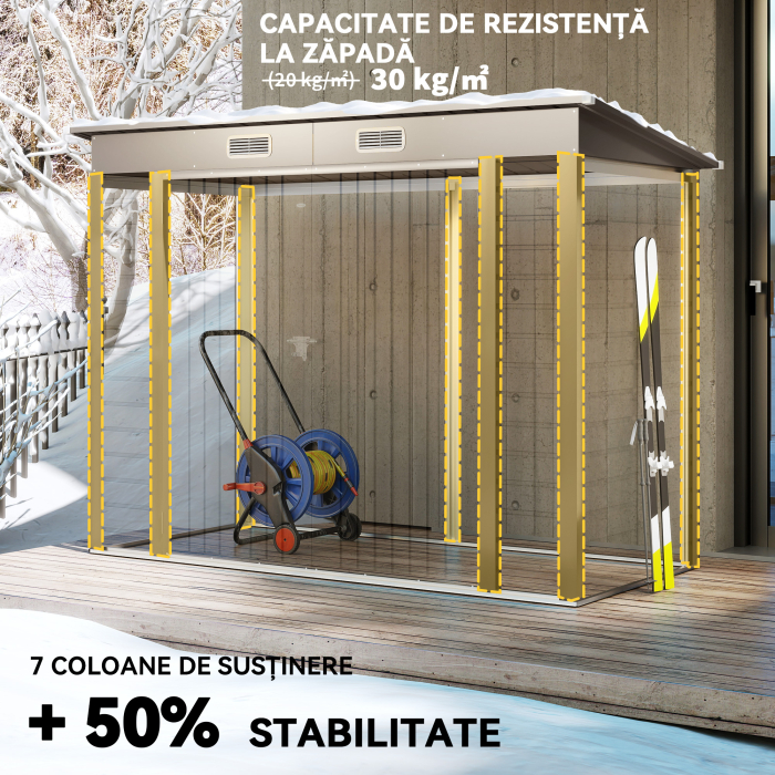  Depozit pentru Unelte cu 2 Guri de Aerisire si Zavor, din Otel, 249x121x183 cm, Gri Deschis [5]