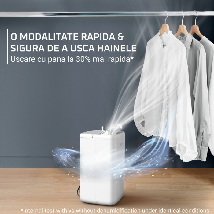 Dezumidificator Rowenta Extreme Dry Compact DH5250F0, 300 W, 14 l/24 h, rezervor 3 l, indicator de umiditate, 3 moduri, functie anti-inghet, alb [5]