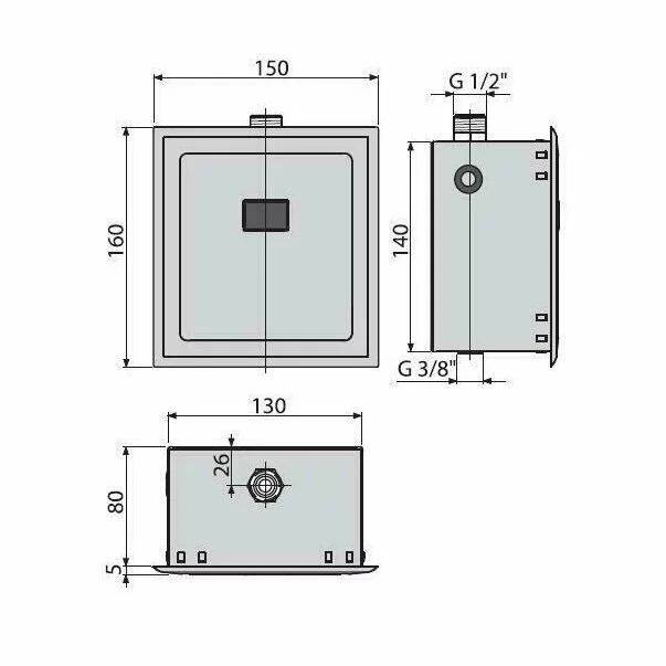 Dispozitiv de clatire automata a pisoarului cromat 12V (alimentare de la retea) Alca ASP4 [2]
