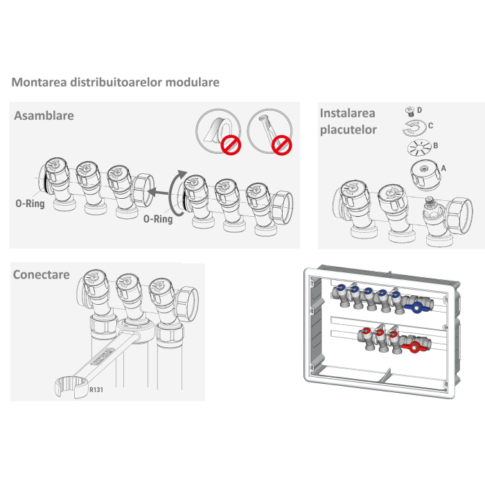 Distribuitor modular Giacomini R585CSX144, 4 iesiri, cu robinete de inchidere, 1” x 3/4”E, alama nichelata [3]