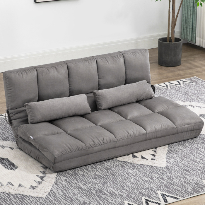 , Divan de Podea 2 in 1, cu Spatar Reglabil in 7 Niveluri si Perne, 130x73x60 cm, Gri Carbone [8]