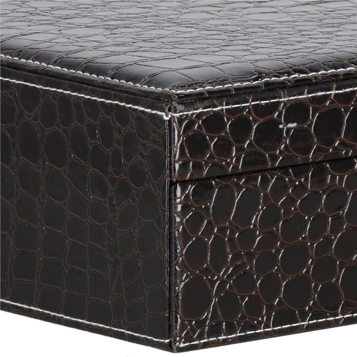 Cutie depozitare si organizare bijuterii, MDF, piele ecologica, 26 x 26 x 8,5cm, negru sarpe [9]