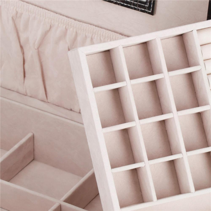 Cutie depozitare si organizare bijuterii, MDF, piele ecologica, 26 x 26 x 8,5cm, negru sarpe [6]