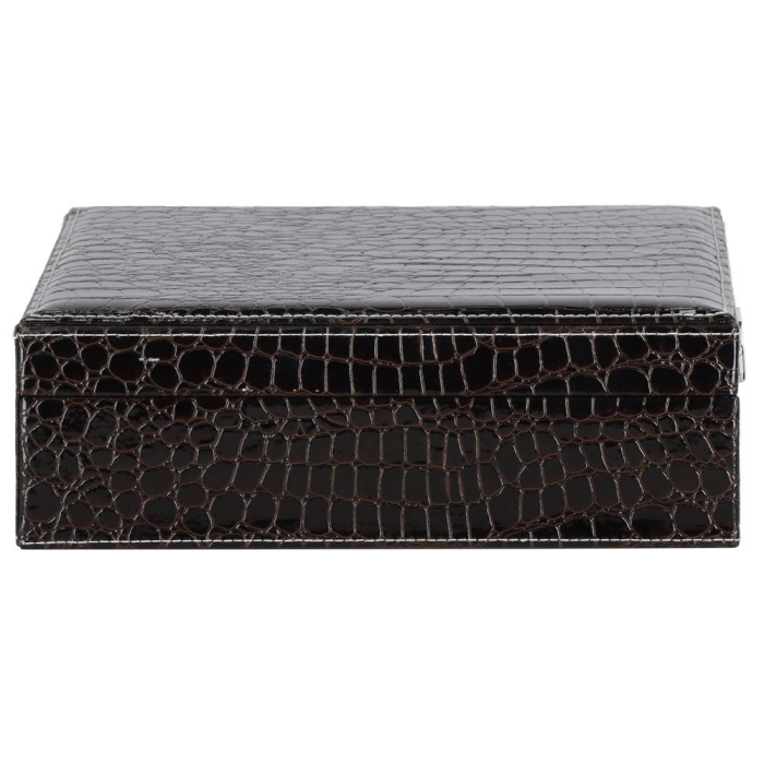 Cutie depozitare si organizare bijuterii, MDF, piele ecologica, 26 x 26 x 8,5cm, negru sarpe [5]