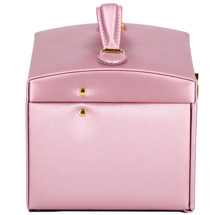 (DL) Cutie depozitare si organizare bijuterii, MDF, piele ecologica si velur, 17,5 x 14 x 12,5cm, roz [6]