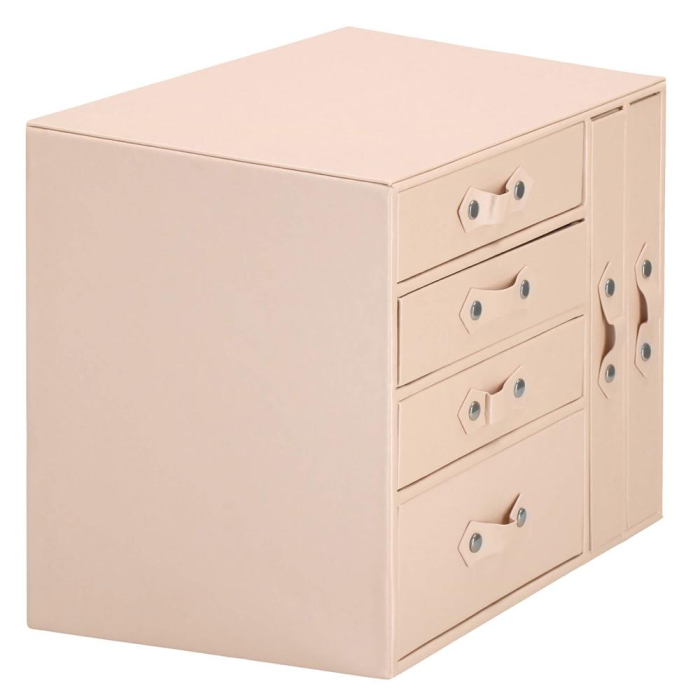 (DL) Cutie depozitare si organizare bijuterii, piele ecologica + velur, 26 x 22 x 18 cm, roz [4]