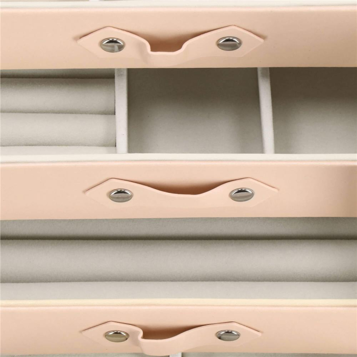 (DL) Cutie depozitare si organizare bijuterii, piele ecologica + velur, 26 x 22 x 18 cm, roz [13]